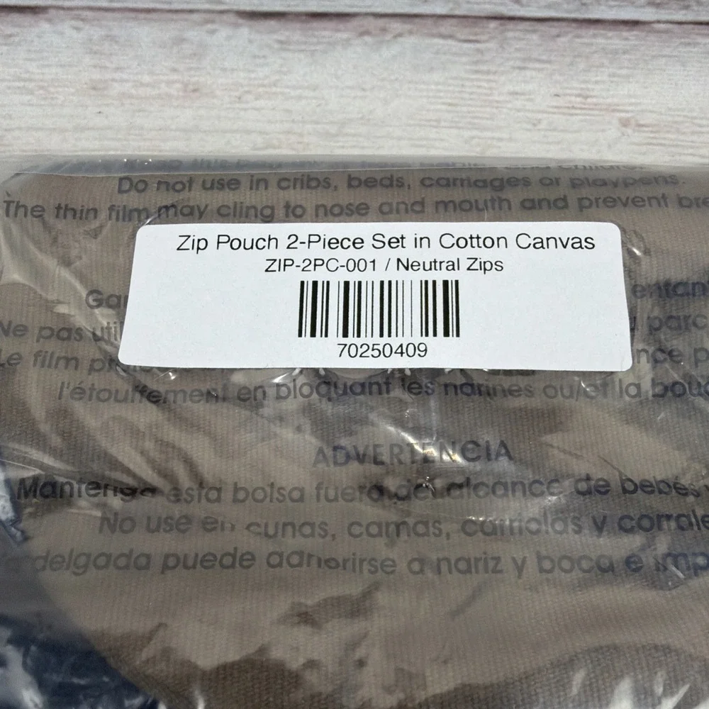 Elizabeth Suzann Zip Pouch 2-Piece Set Cotton Canvas Black & Brown